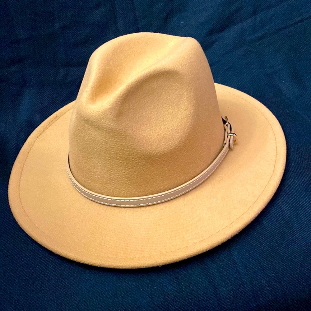 Beautiful Camel & Burgundy Fedora